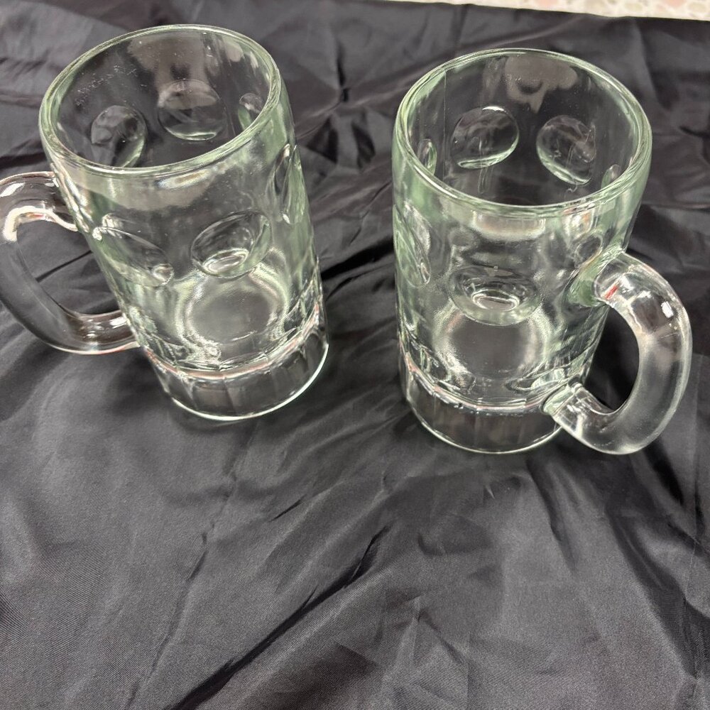 Set of 2 Heavy Beer Glass / Stein - over 2 lb each -  Dimples - Vintage